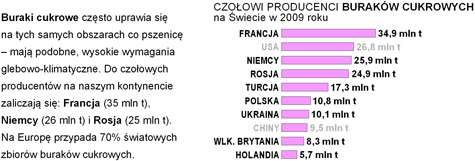 uprawa zbiory burakw cukrowych w europie na wiecie wykres pastwa