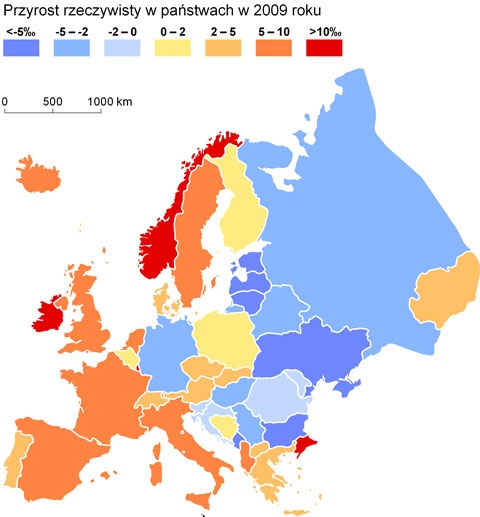 przyrost rzeczywisty w europie mapa